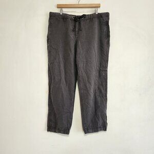 Eileen Fisher Ankle Cargo Pants Linen Tencel  Large Zip Drawstring